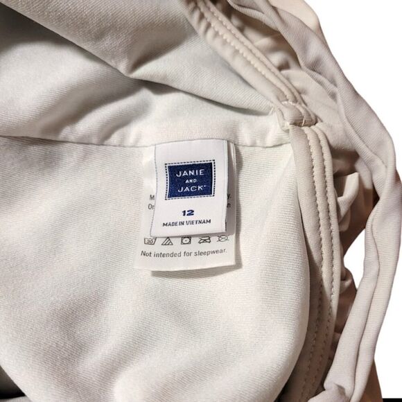 Janie and Jack Tropical Palm Leaf Fronds One Shoulder Ruffle Swimsuit Sz 12 - Picture 3 of 3